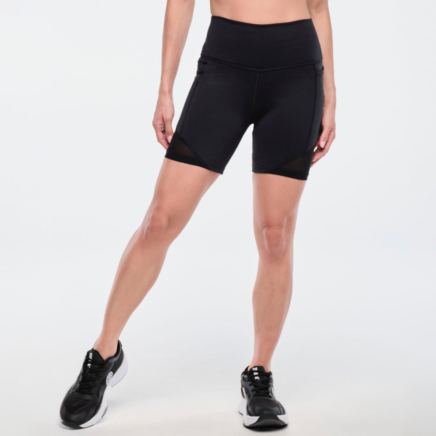 Funscape High Waisted Biker Shorts With Mesh