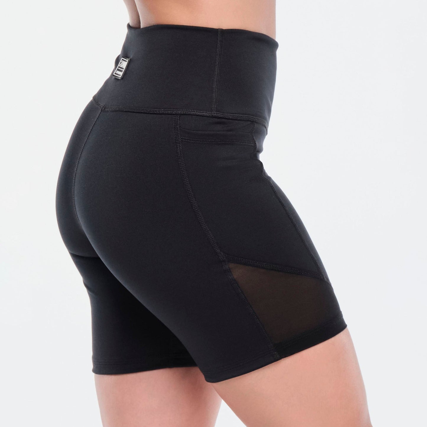 Funscape High Waisted Biker Shorts With Mesh