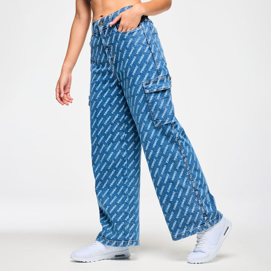 Blue Jean Baggy Denim Cargo Pants