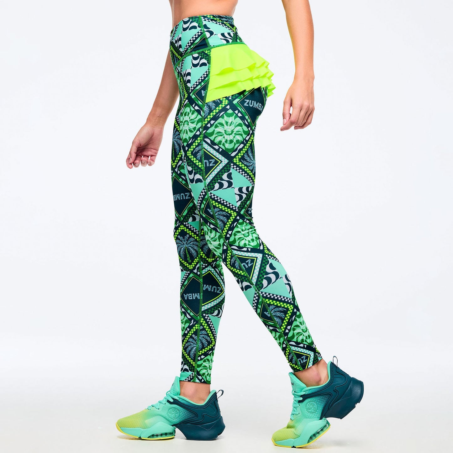 Latin Movement Magic High Waisted Ruffle Back Ankle Leggings Z1B000732