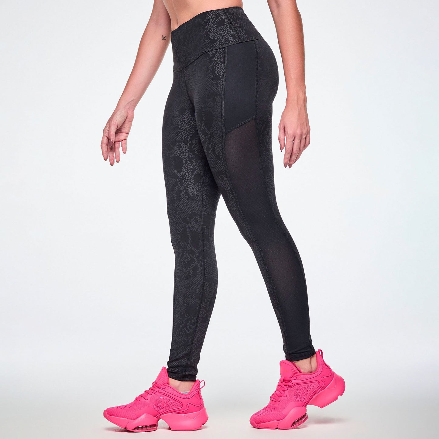 Rock 'n' Roll High Waisted Ankle Leggings With Mesh Z1B000901