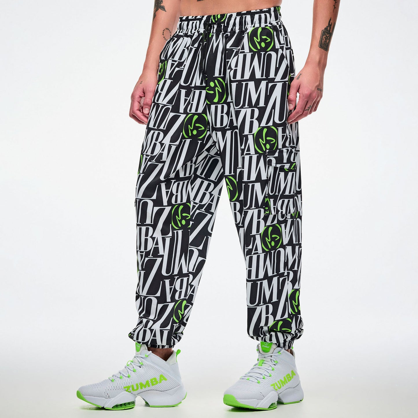 Dale-Z Parachute Cargo Pants - Black/White Z1B000933