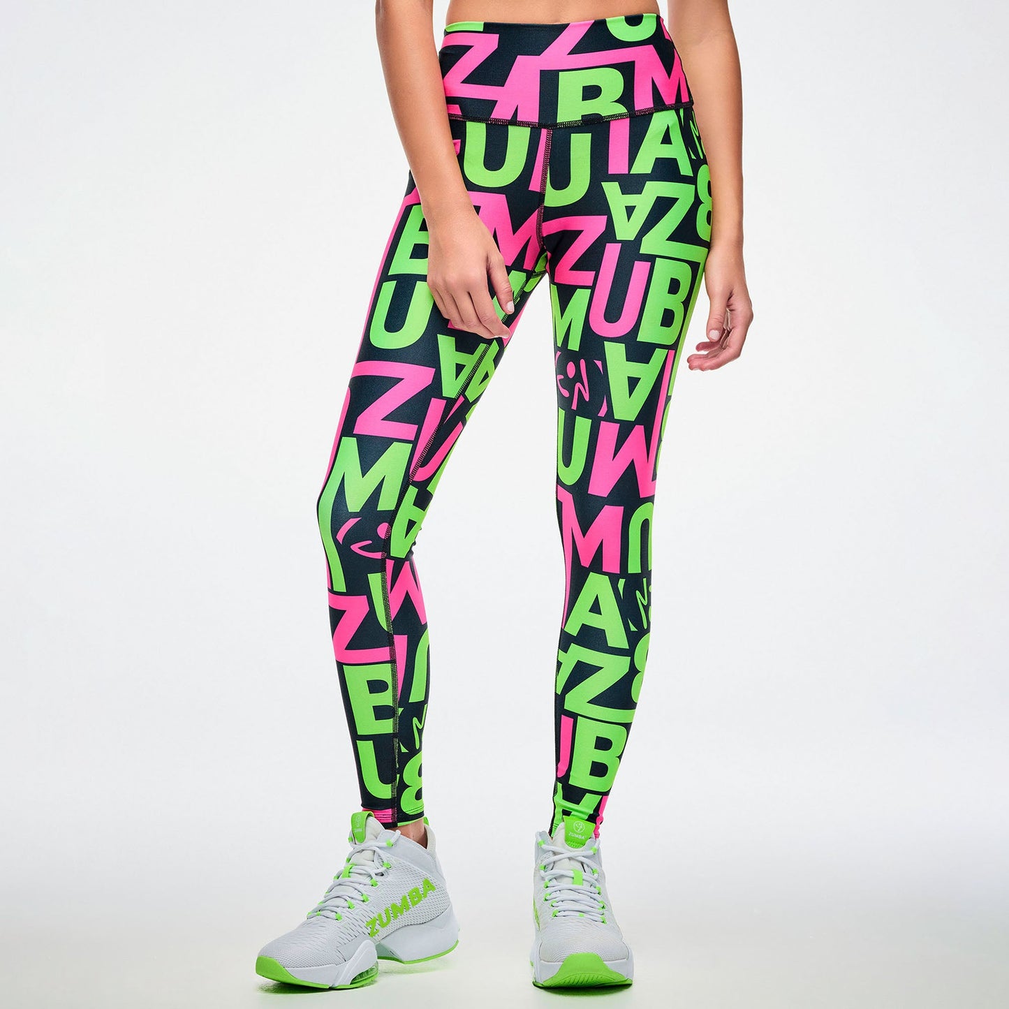 Dale-Z High Waisted Ankle Leggings - Pink/Green Z1B000964