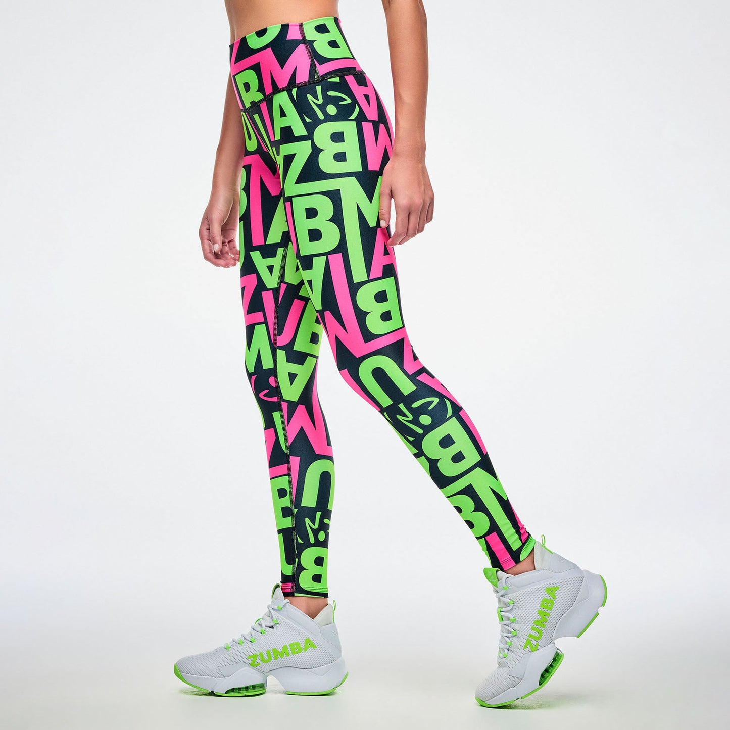 Dale-Z High Waisted Ankle Leggings - Pink/Green Z1B000964