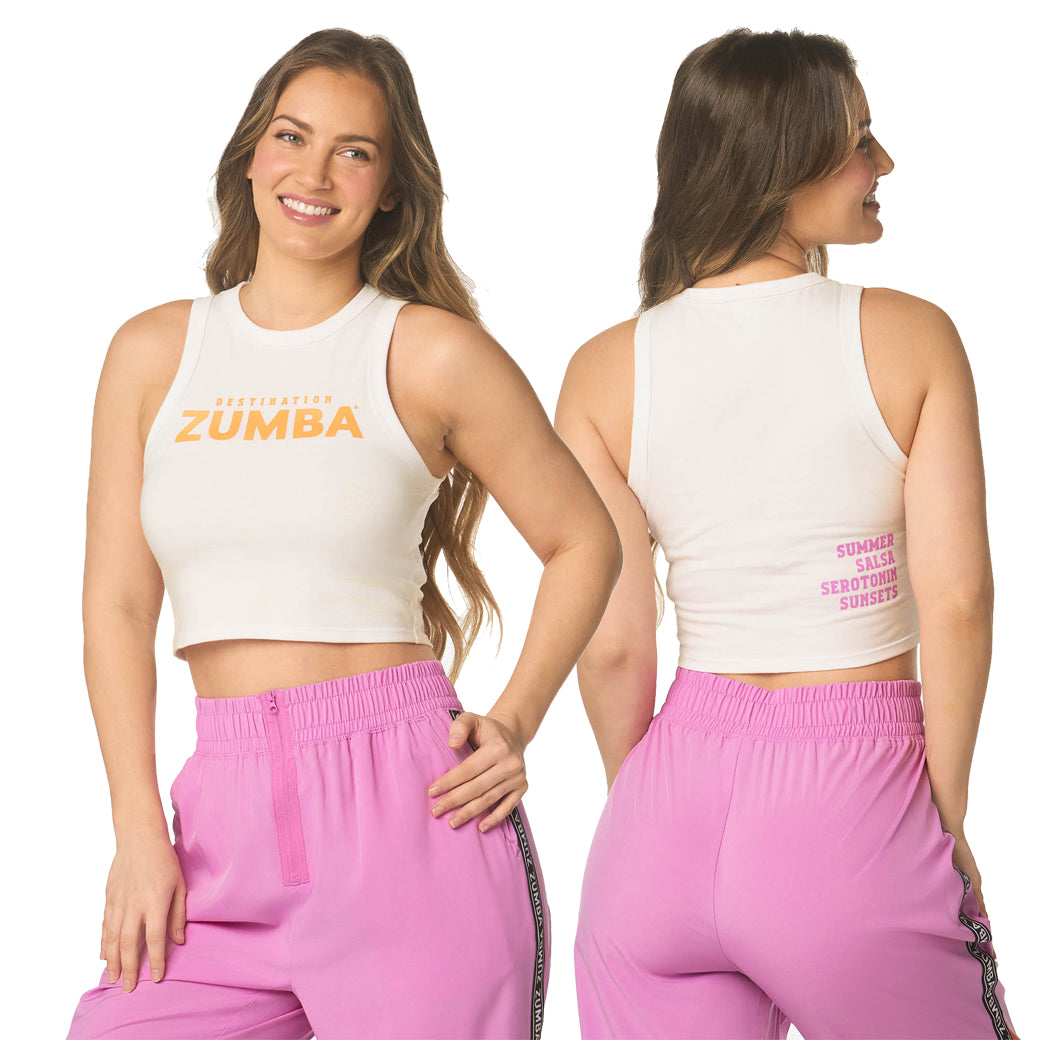 Destination Zumba High Neck Crop Tank