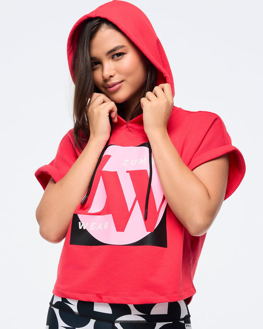 Zumba Haus Short Sleeve Crop Pullover Hoodie