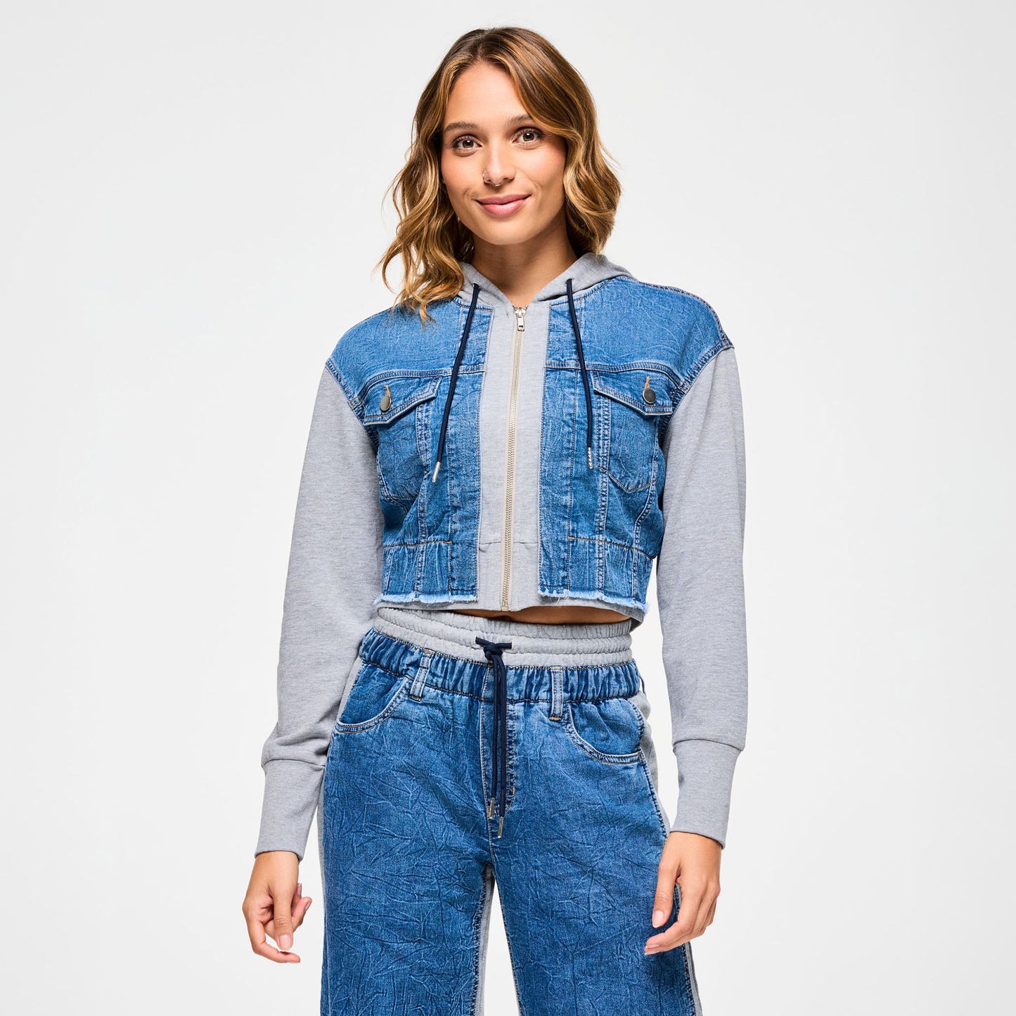 Blue Jean Crop Pullover Hoodie