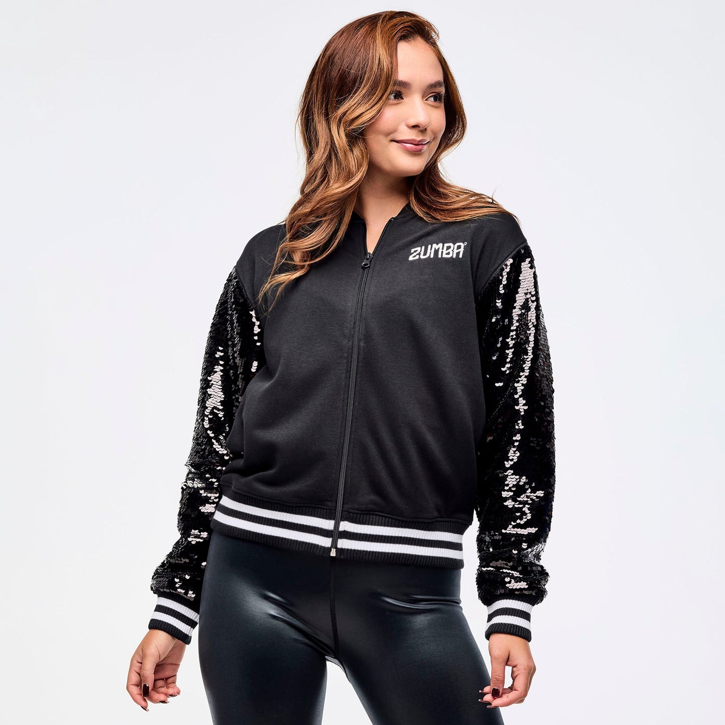 Zumba Libre Bomber Jacket With Sequin Sleeves