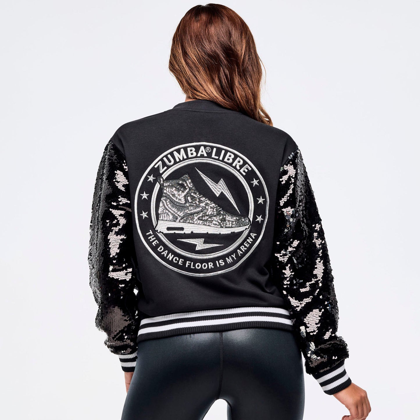 Zumba Libre Bomber Jacket With Sequin Sleeves