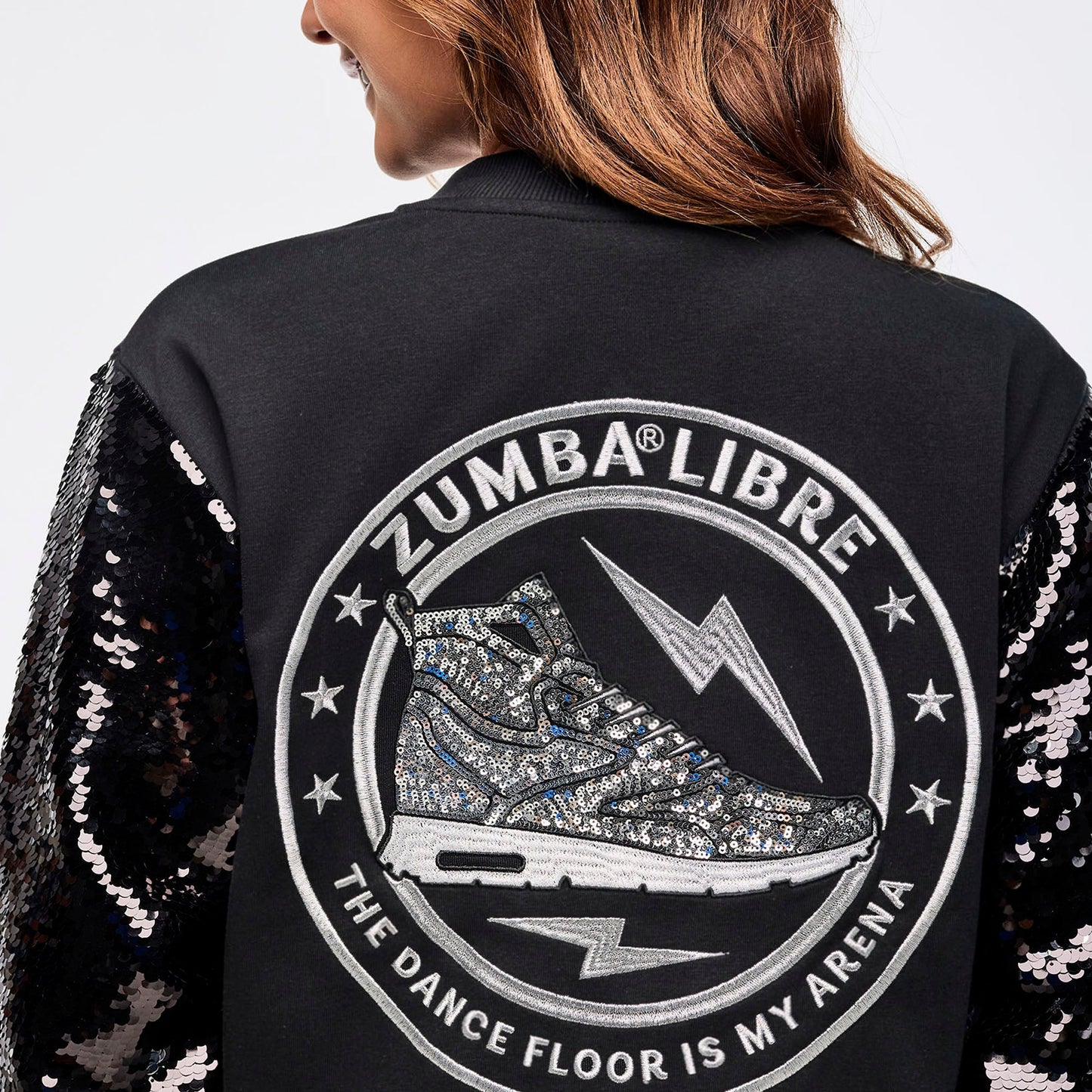 Zumba Libre Bomber Jacket With Sequin Sleeves