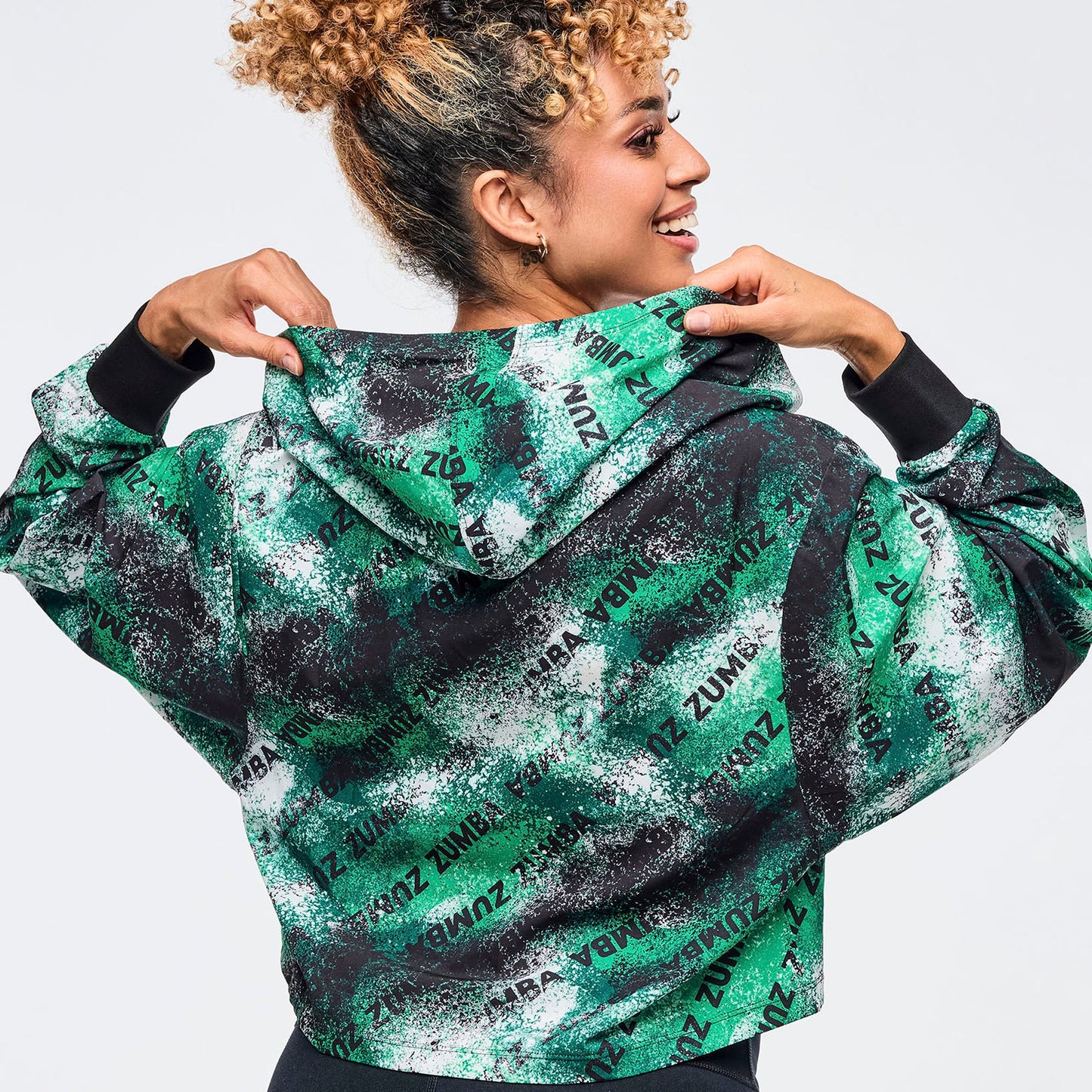 Apres Zumba Crop Woven Zip-Up Hoodie