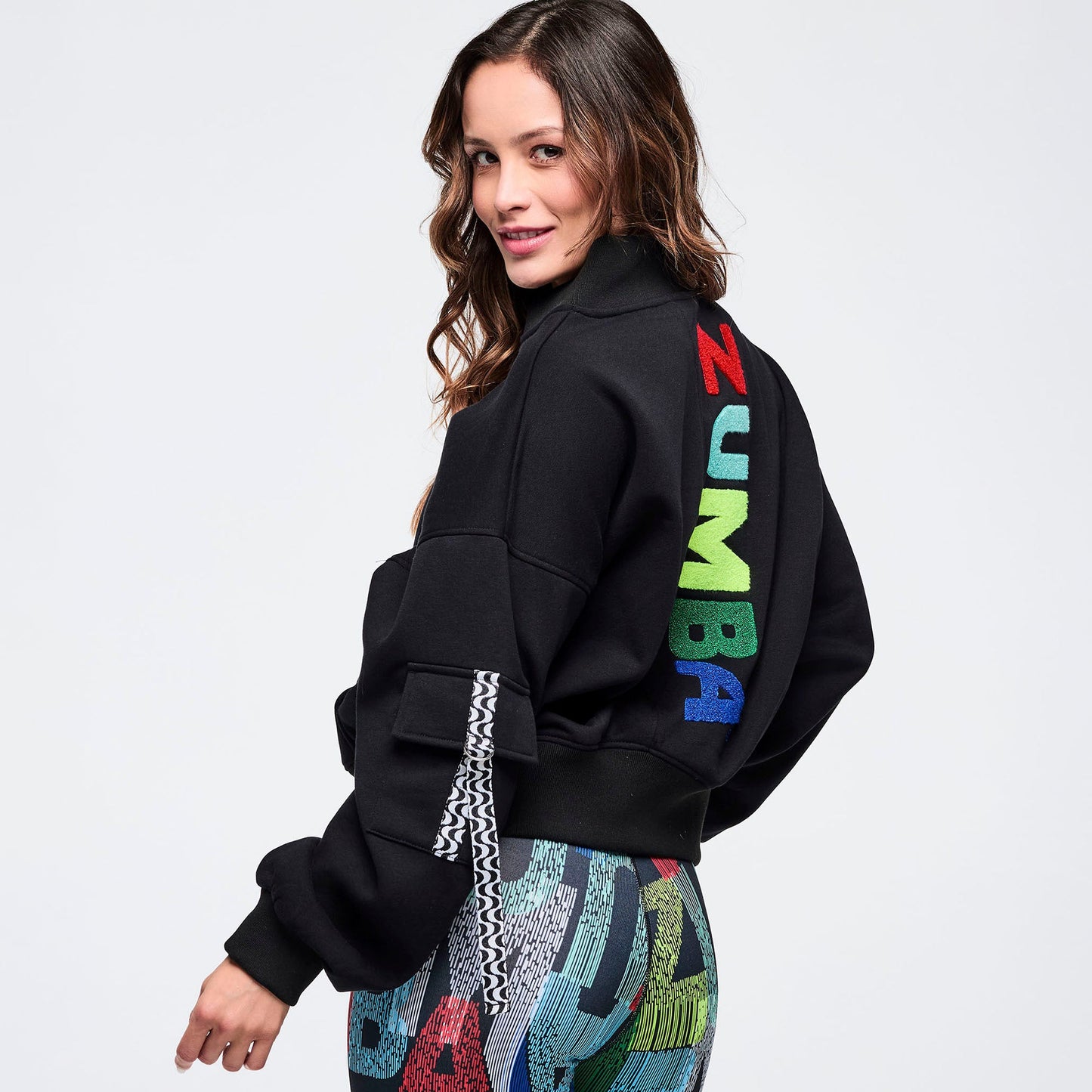 Latin Movement Drop Shoulder Zip-Up Jacket Z1T001107