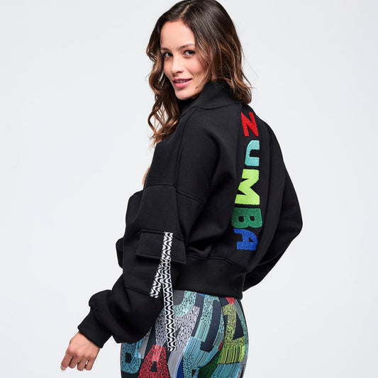 Latin Movement Drop Shoulder Zip-Up Jacket Z1T001107