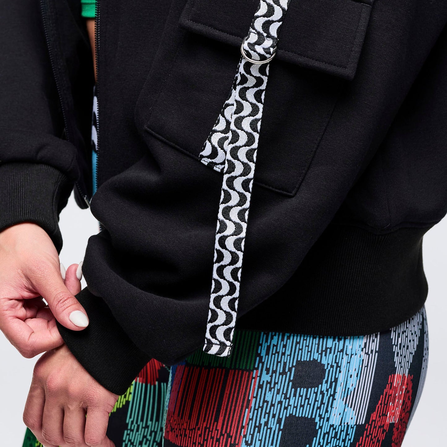 Latin Movement Drop Shoulder Zip-Up Jacket Z1T001107