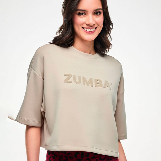 Zumba Modal Drop Shoulder Top - Beige