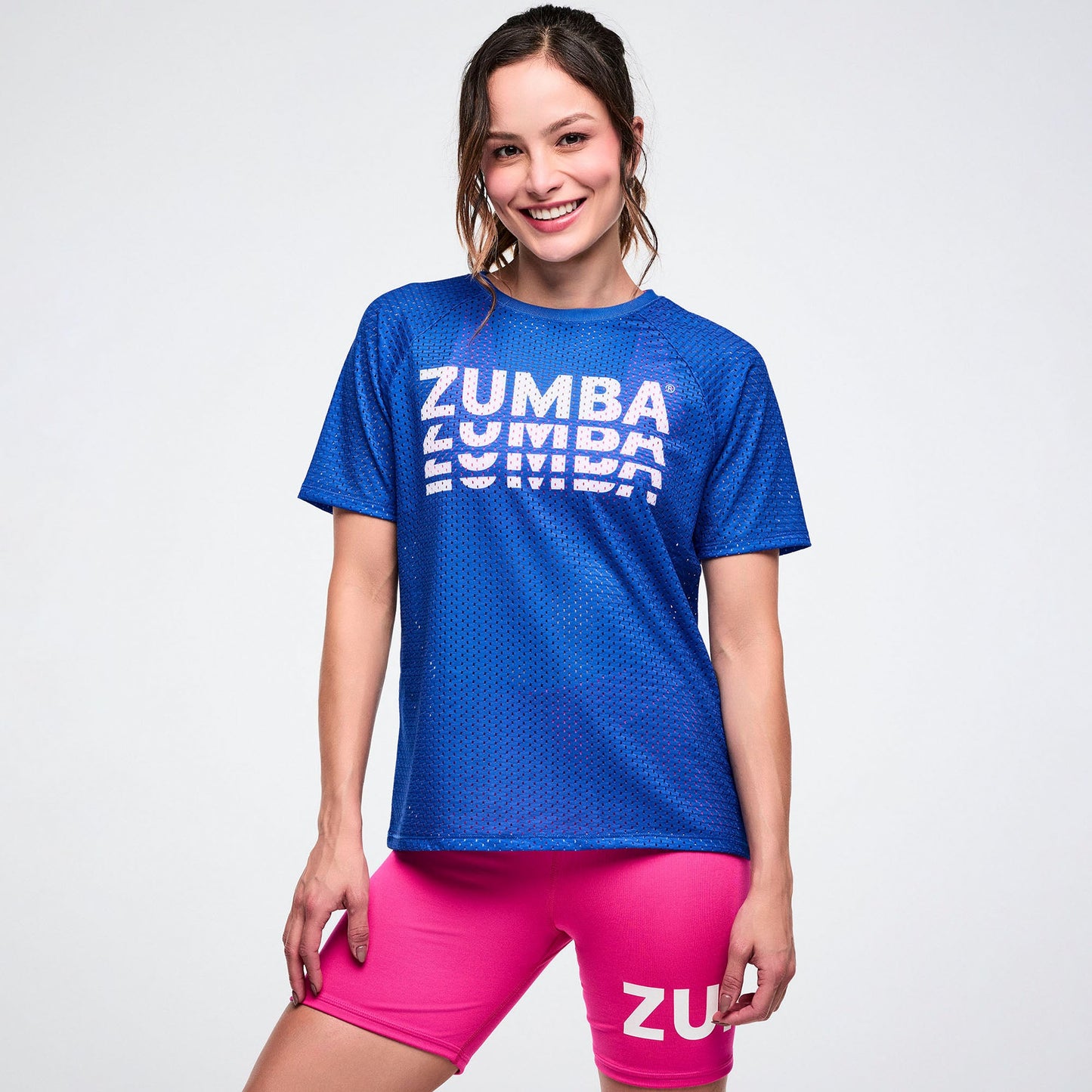 Colour Spree Mesh Crew Neck Raglan Sleeve Top