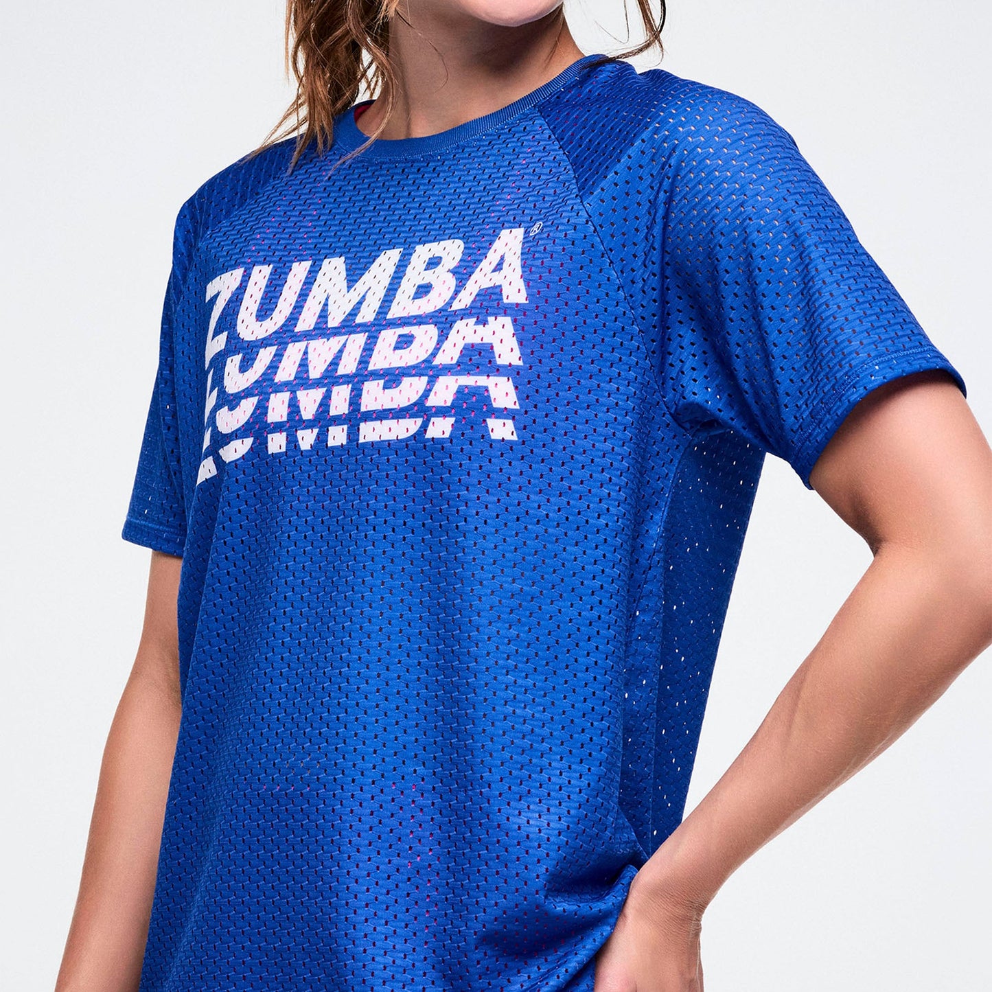 Colour Spree Mesh Crew Neck Raglan Sleeve Top