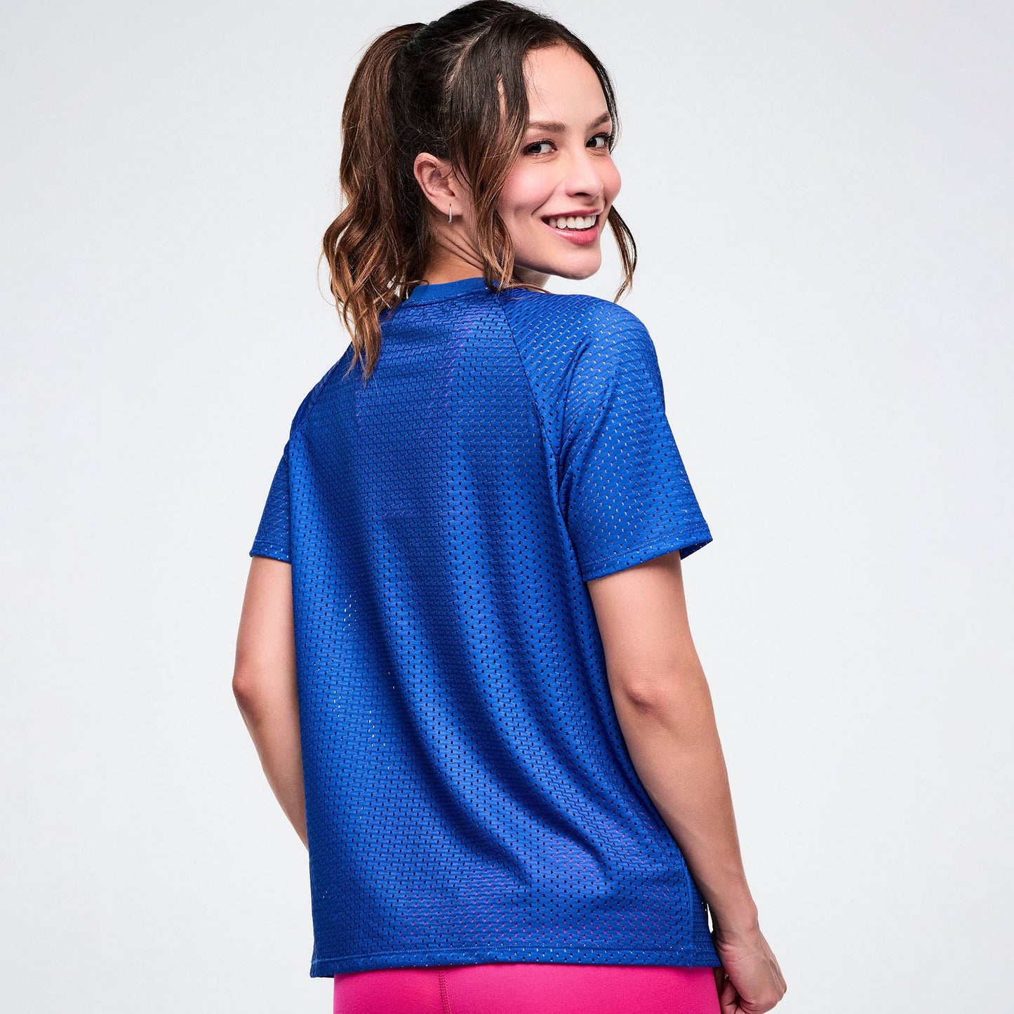Colour Spree Mesh Crew Neck Raglan Sleeve Top
