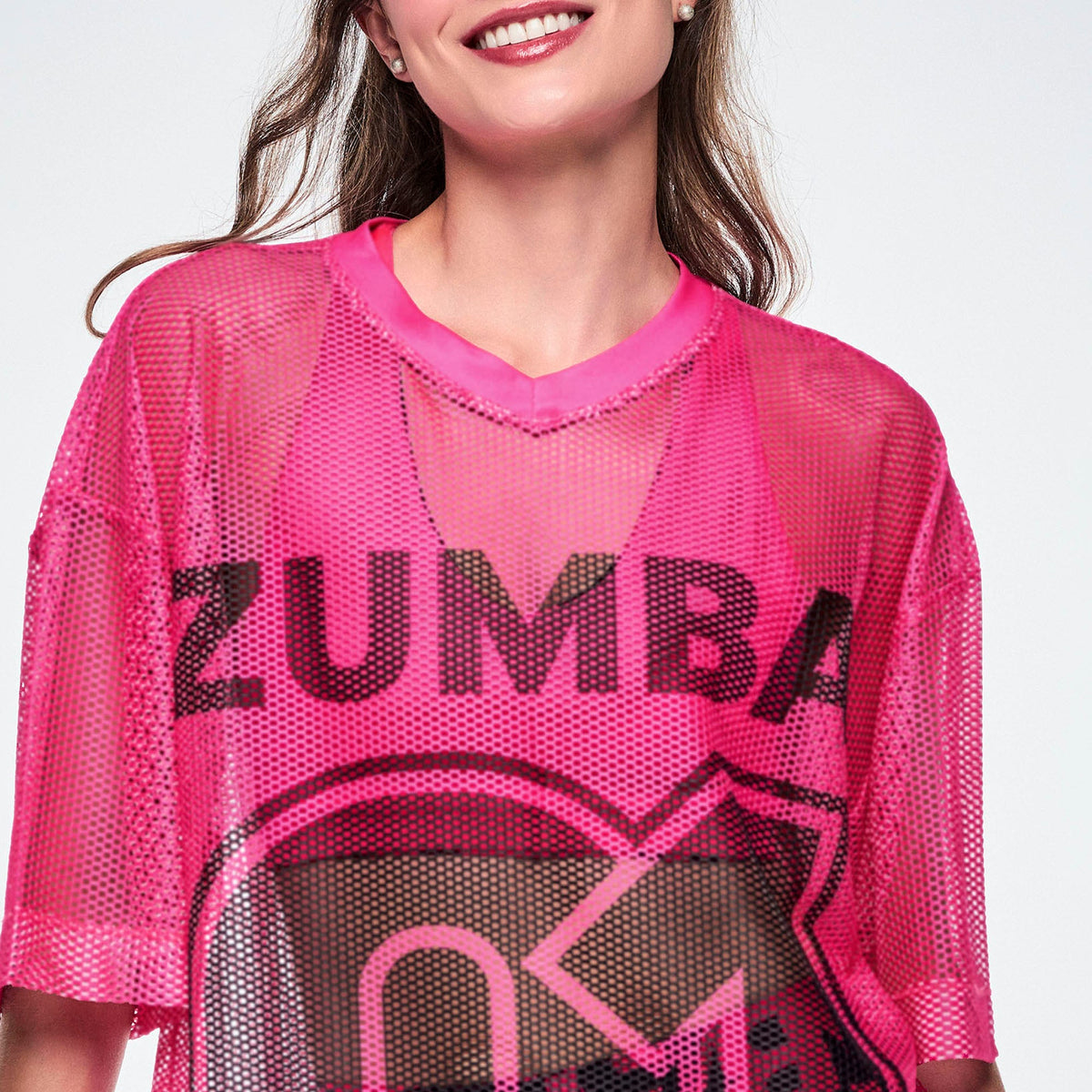 Ultrabright Oversized Mesh V-Neck Top