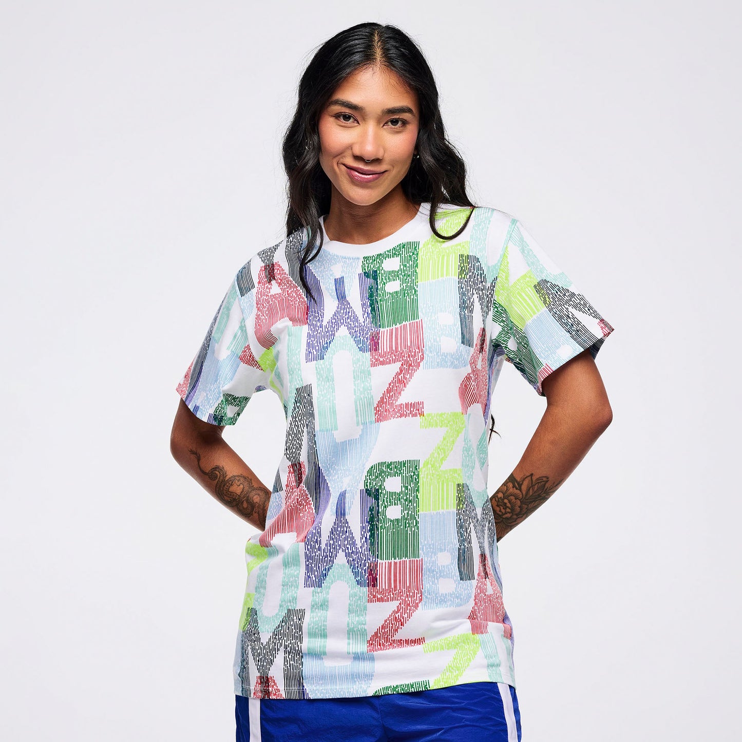 Latin Movement Unisex Crew Neck Tee - White/Blue Z3T000373