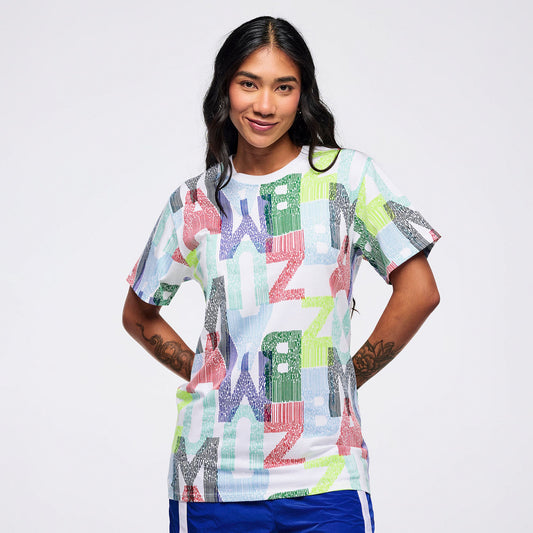 Latin Movement Unisex Crew Neck Tee - White/Blue Z3T000373