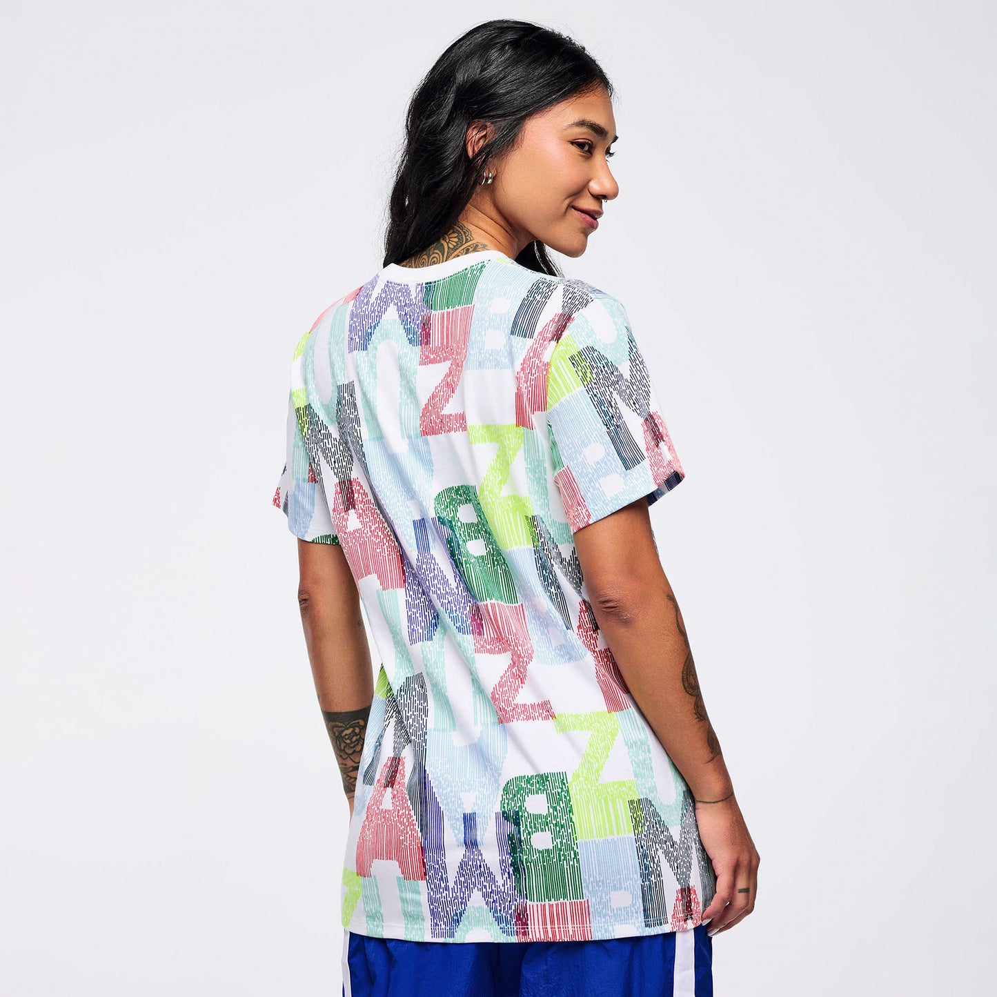 Latin Movement Unisex Crew Neck Tee - White/Blue Z3T000373