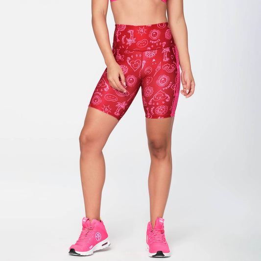 Zumba Happy High Waisted Biker Shorts